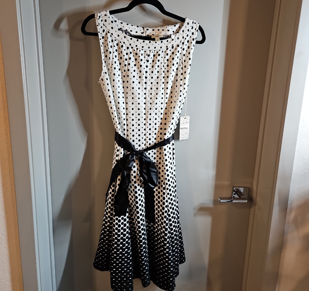 Haani Black and White Polka Dot Midi Dress